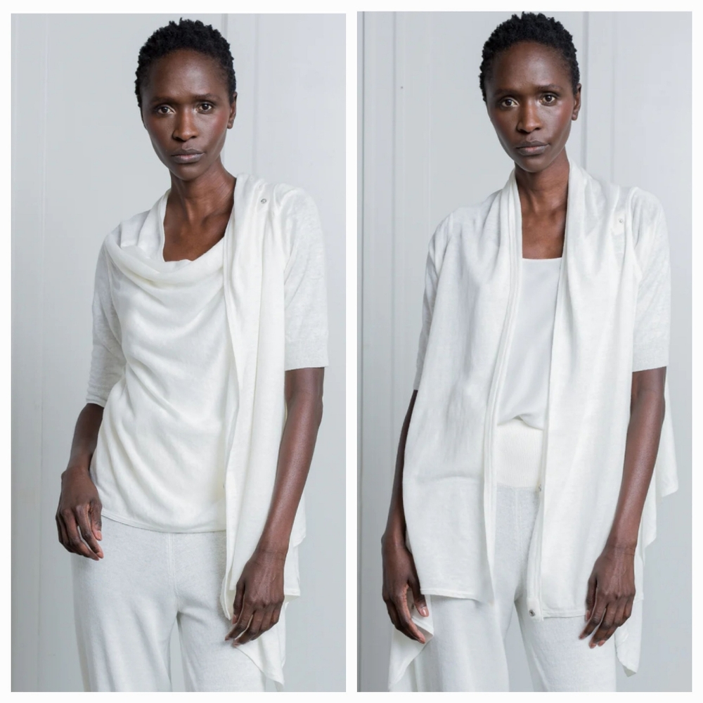 nfp LINEN SNAP/WRAP TOP, WHITE, ONE SIZE, NWT $3